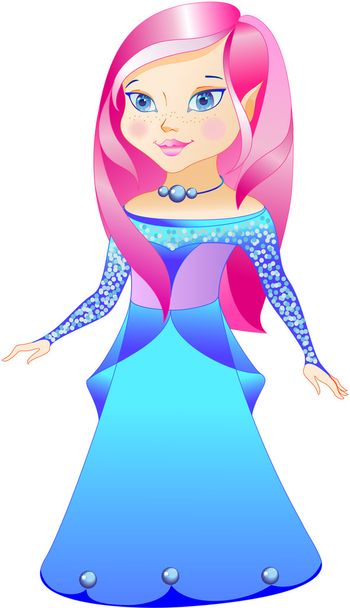 The beautiful princess is in the blue dress - Vector, Image