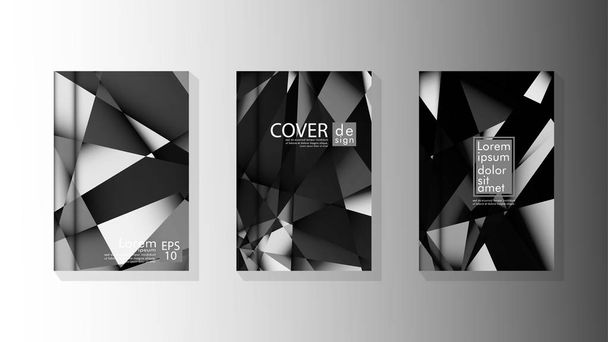 Set Cartaz de design de capa com triângulos geométricos em camadas
 - Vetor, Imagem