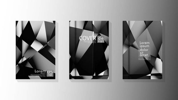 Set cover ontwerp poster met geometrische gelaagde driehoeken - Vector, afbeelding