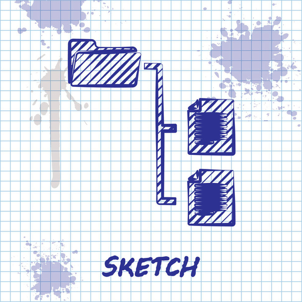 Sketch line Icône d'arbre de dossier isolé sur fond blanc. Organigramme de structure de dossier de dossier de réseau informatique. Illustration vectorielle
 - Vecteur, image