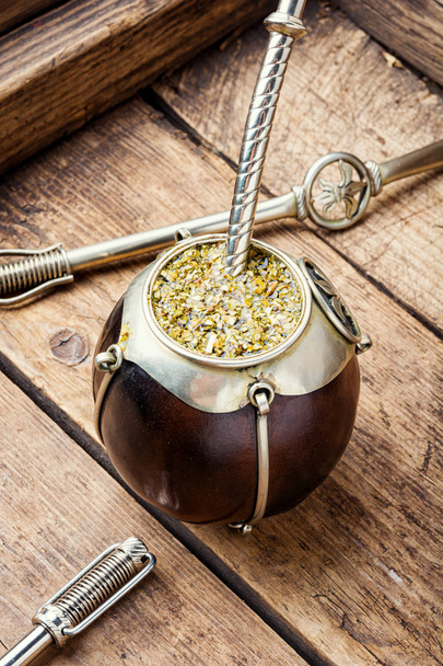 Yerba mate tea in a calabash gourd - Photo, Image