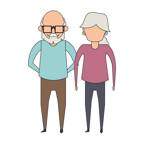 Grandparents senior old people cartoon faceless
 - Вектор,изображение