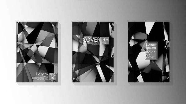 Set cover ontwerp poster met geometrische gelaagde driehoeken - Vector, afbeelding