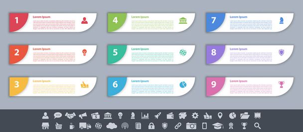 Infographic design business concept vector illustration with 9 steps or options or processes represent work flow or diagram or or web button banner - Vektor, obrázek