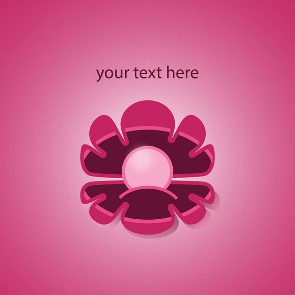 Розовый жемчуг в раковине на розовом фоне. Плоский стиль, значок, логотип. Векторная иллюстрация
 - Вектор,изображение