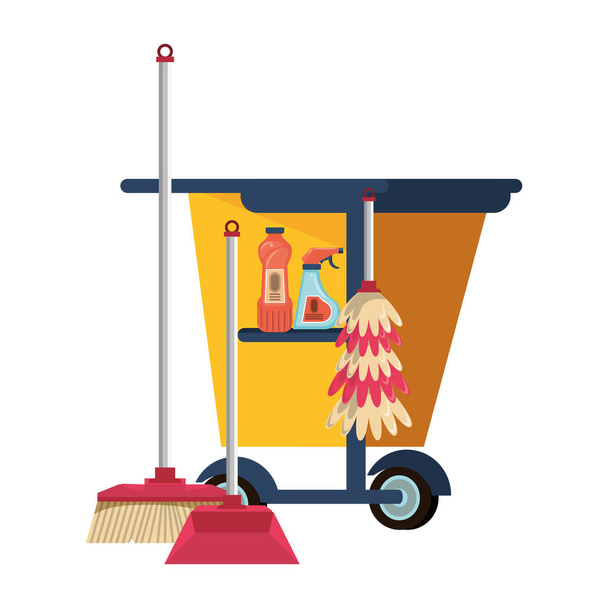Set of cleaning equipment and products - Vector, Image