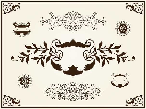 Ornament design elements on parchment - Vector, Image