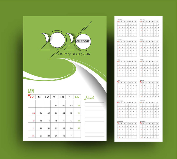 Happy new year 2020 Calendar - New Year Holiday design elements  - ベクター画像