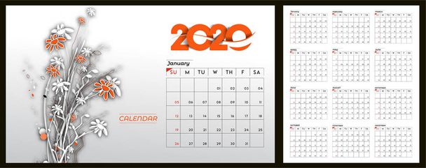 Happy new year 2020 Calendar - New Year Holiday design elements  - Vector, Image