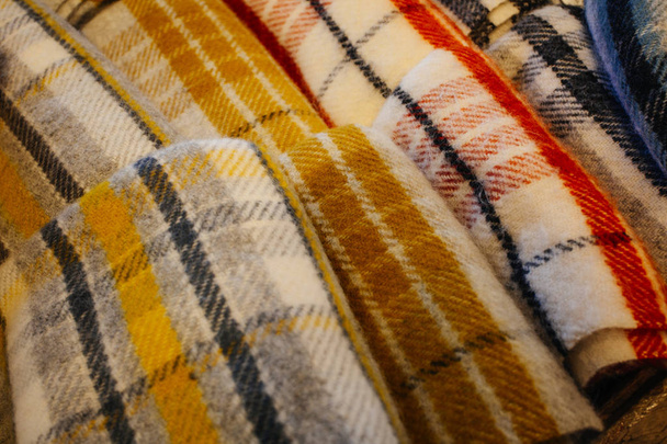 Plaid blanket in souvenir shop in Iceland - Photo, Image