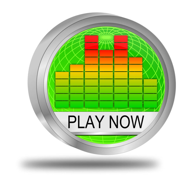 verde Jugar ahora Botón con ecualizador - Ilustración 3D
 - Foto, Imagen