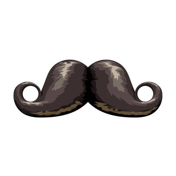 black swirl mustache on white - Vektor, Bild