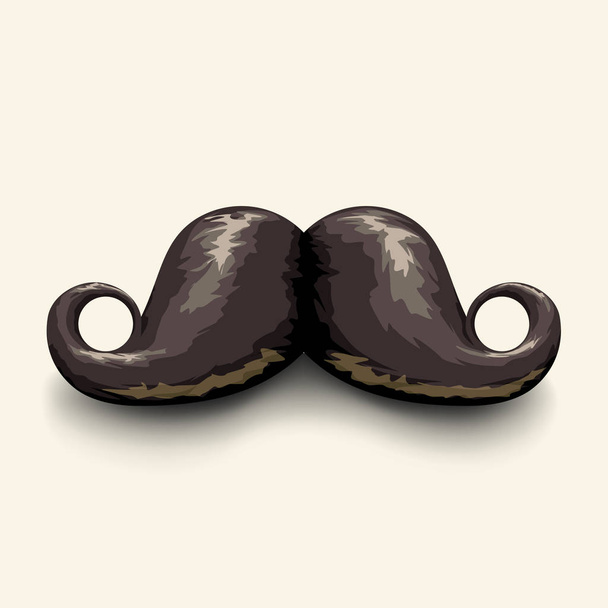 black swirl mustache with shadow - Vektor, Bild