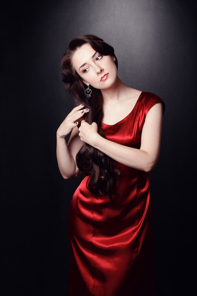 Woman in red dress - Φωτογραφία, εικόνα