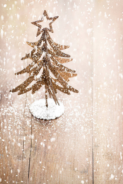 Christmas decoration over wooden background. - Foto, Imagen
