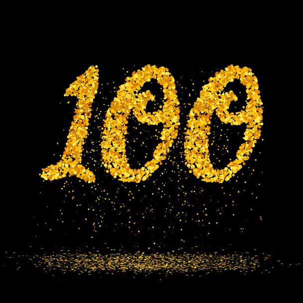 100 feito com pequenos círculos de ouro brilho
 - Vetor, Imagem