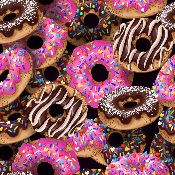 Naadloos patroon met lekkere donuts. Vector. - Vector, afbeelding