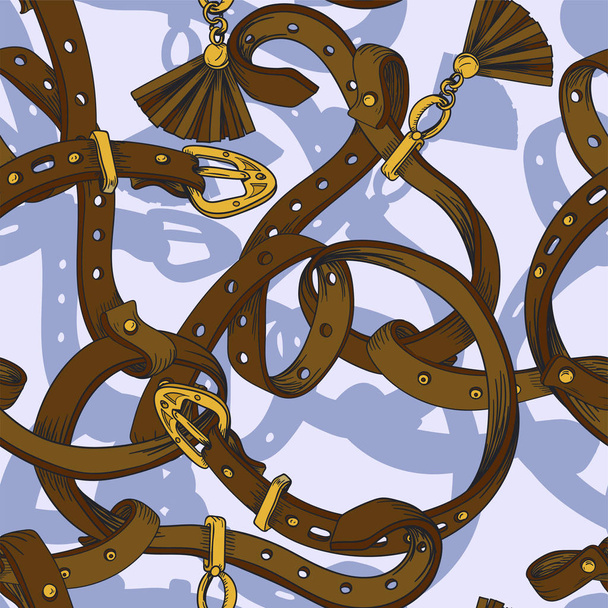 Seamless pattern with belt and chain. Vector. - Vektori, kuva