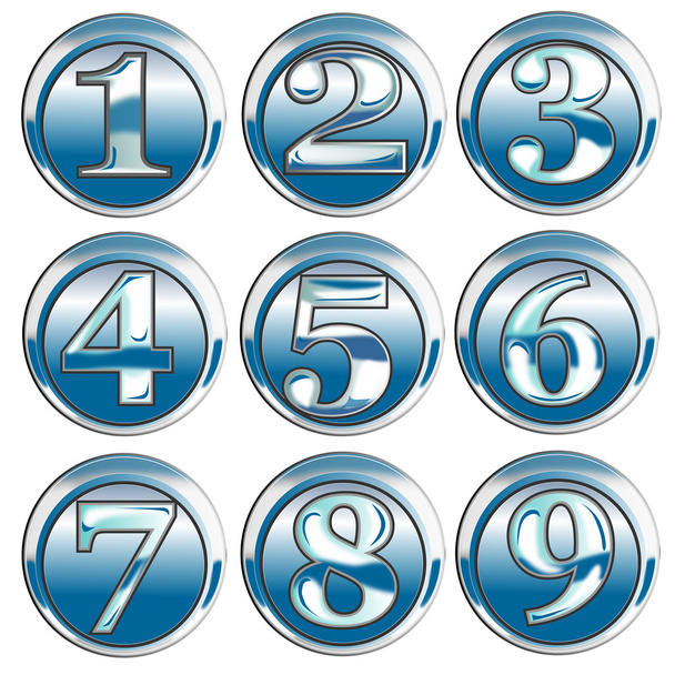 aantal blauwe pictogram chroom - Fotoğraf, Görsel