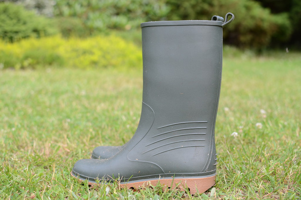Wellington boots a fű - Fotó, kép
