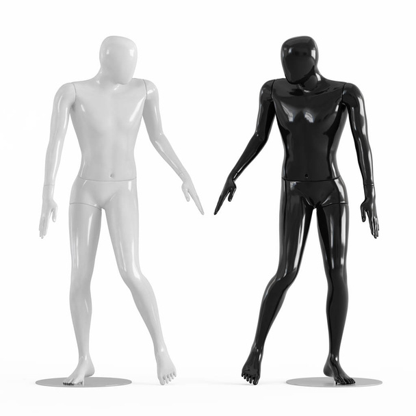 männliche gesichtslose Schaufensterpuppen schwarz und weiß sehen einander an 3d - Foto, Bild