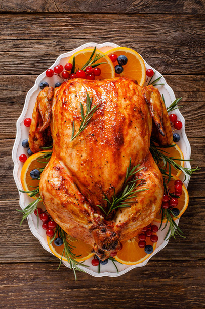 Christmas turkey. Traditional festive food for Christmas or Thanksgiving - Фото, зображення