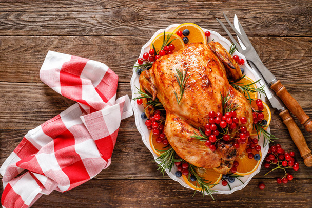 Christmas turkey. Traditional festive food for Christmas or Thanksgiving - Photo, Image