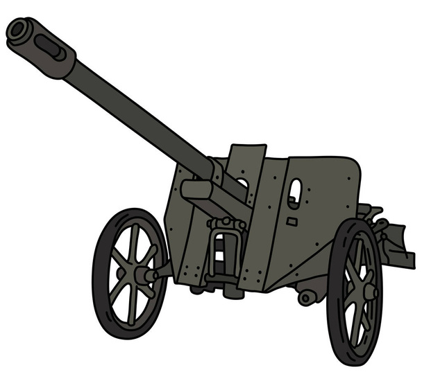Вінтажна темно-зелена польова гармата
 - Вектор, зображення