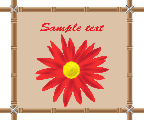 Bamboo frame and flower - Vector, Image