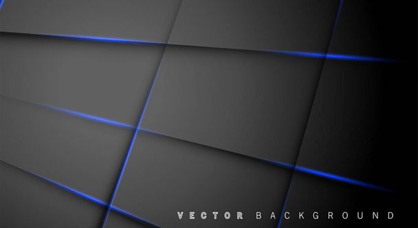 Kék fény vonal árnyék sötétszürke luxus háttér - Vektor, kép