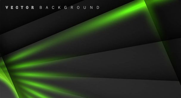 Green light line shadow dark grey luxury background - Vector, Image