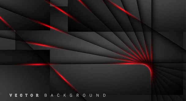 Rood lichtlijn schaduw Dark Grey luxe achtergrond - Vector, afbeelding