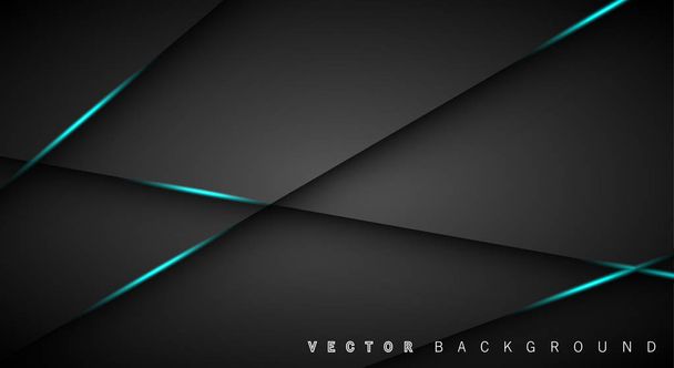 Blauwe lichtlijn Shadow Dark Grey luxe achtergrond - Vector, afbeelding