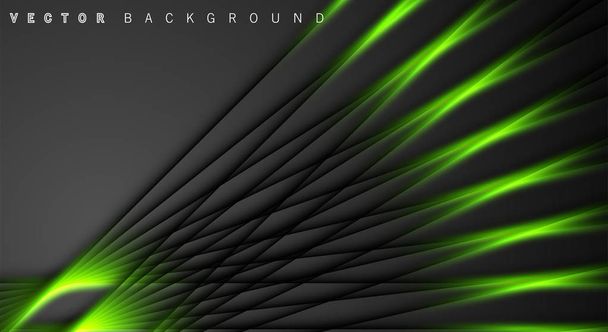 Zöld fény vonal árnyék sötétszürke luxus háttér - Vektor, kép
