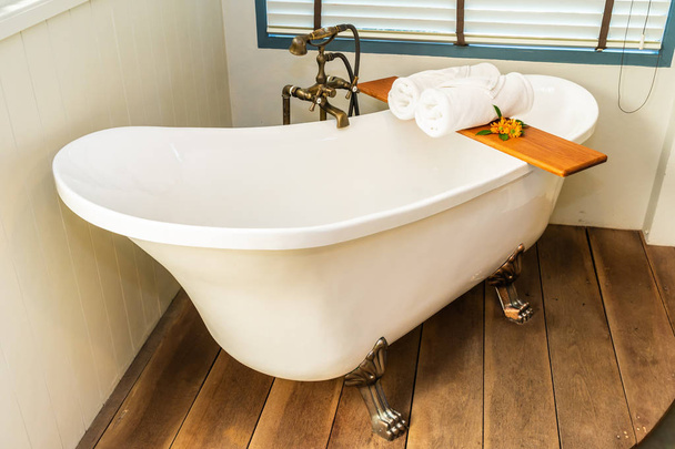 Beautiful luxury elegance white bathtub decoration interior of b - Photo, Image