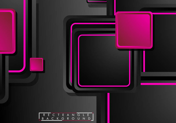 Μαύρο και ροζ τετράγωνα νέον αφηρημένο υψηλής τεχνολογίας φόντο. Διανυσματικά γεωμετρικά σχέδια - Διάνυσμα, εικόνα