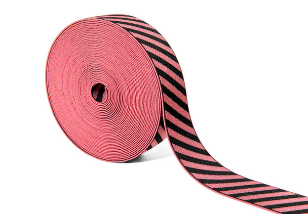 Roll of decorative elastic ribbon in red and black - Photo, Image