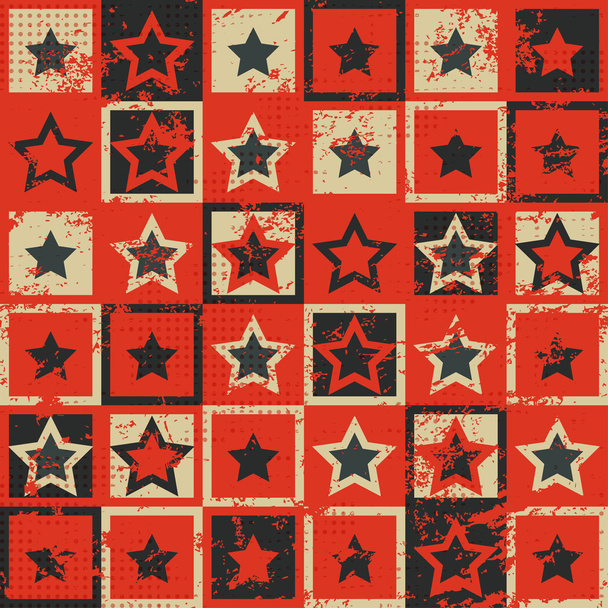 vintage star seamless pattern with grunge effect - Vektor, obrázek