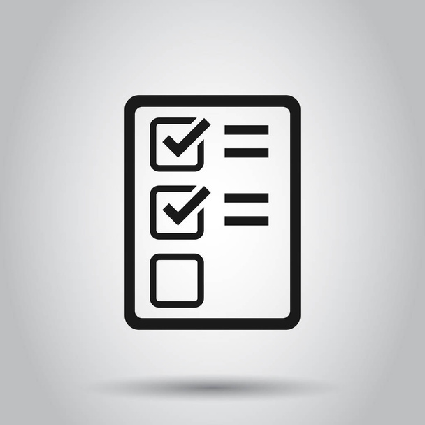 Checklist document sign icon in flat style. Survey vector illust - Vector, Image