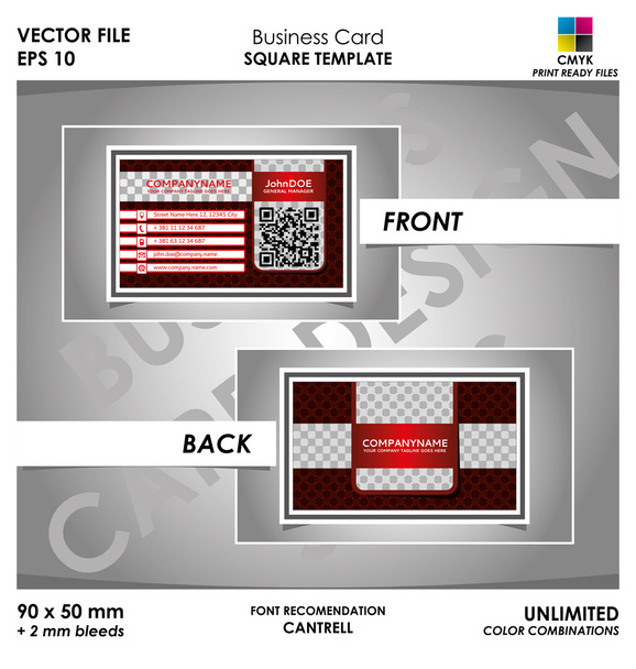 Modern Business Card Square Template - Vektor, Bild