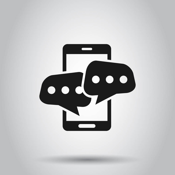 Mobile phone chat sign icon in flat style. Message notifications - Vector, Image