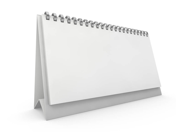 Empty horizontal desk calendar on table. Mockup design concept. 3D - Foto, Imagen