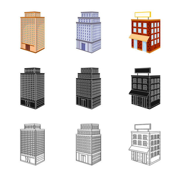 Illustrazione vettoriale della costruzione e simbolo dell'edificio. Set di icone vettoriali di costruzione e proprietà per magazzino
. - Vettoriali, immagini