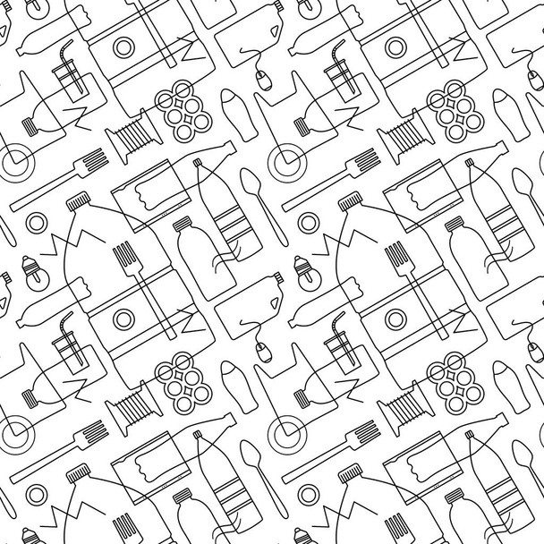 plastic waste seamless pattern - Vector, Image