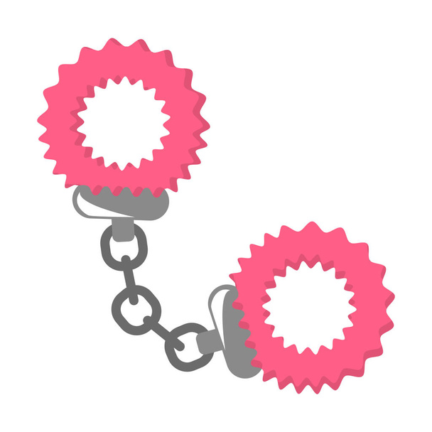 rosa Handschellen, flauschiges Sexspielzeug. bdsm accessoire, erwachsenenkette - Vektor, Bild