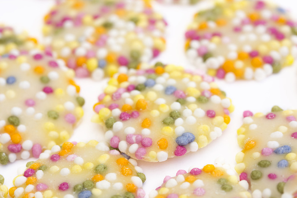 White chocolate buttons with sprinkles - Photo, Image