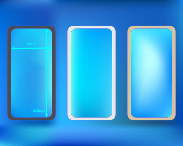 Mesh, azure colored phone backgrounds kit. - Vector, afbeelding
