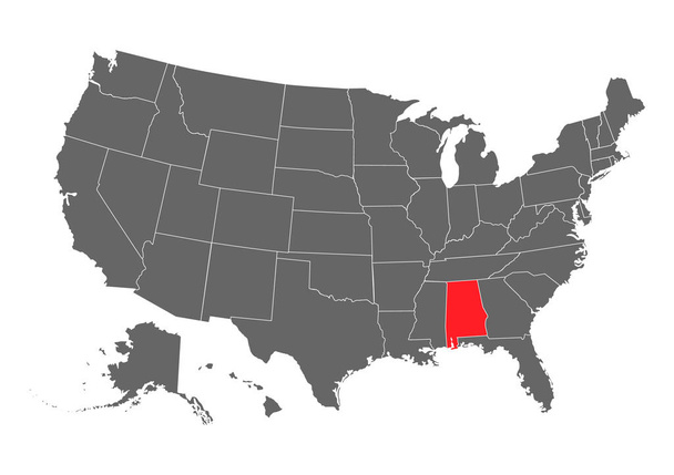 Black blank Alabama state map. Flat icon symbol vector illustration - Vector, Image