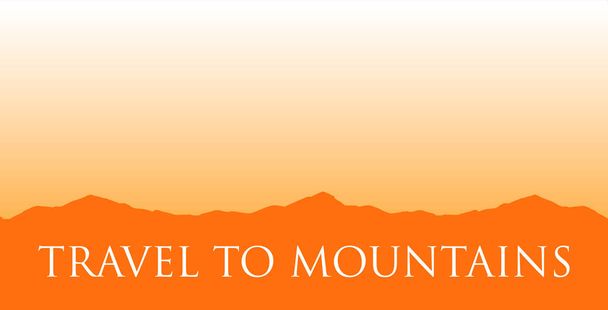 Landscape illustration with mountains at sunset, Eps Vector Art with copy space - excellent banner to Travel Company. - Vector, Image