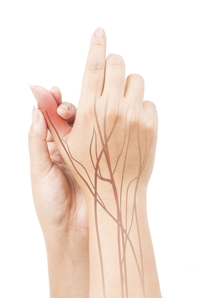 Fingernerv Schmerzen weißer Hintergrund Fingerverletzung - Foto, Bild